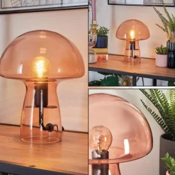 hofstein Style champignon Almagre Lampe à poser Noir, 1 lumière