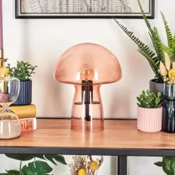 hofstein Style champignon Almagre Lampe à poser Noir, 1 lumière