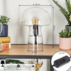 hofstein Style champignon Almagre Lampe à poser Noir, 1 lumière