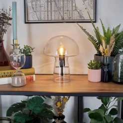 hofstein Style champignon Almagre Lampe à poser Noir, 1 lumière