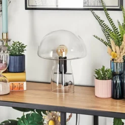 hofstein Style champignon Almagre Lampe à poser Noir, 1 lumière