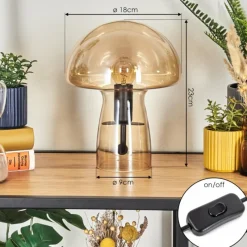 hofstein Style champignon Almagre Lampe à poser Noir, 1 lumière