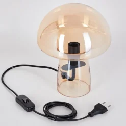 hofstein Style champignon Almagre Lampe à poser Noir, 1 lumière