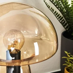 hofstein Style champignon Almagre Lampe à poser Noir, 1 lumière