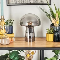 hofstein Style champignon Almagre Lampe à poser Noir, 1 lumière