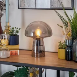 hofstein Style champignon Almagre Lampe à poser Noir, 1 lumière