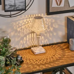 hofstein Style champignon Balsa Lampe à poser, Liseuse LED Transparent, 1 lumière