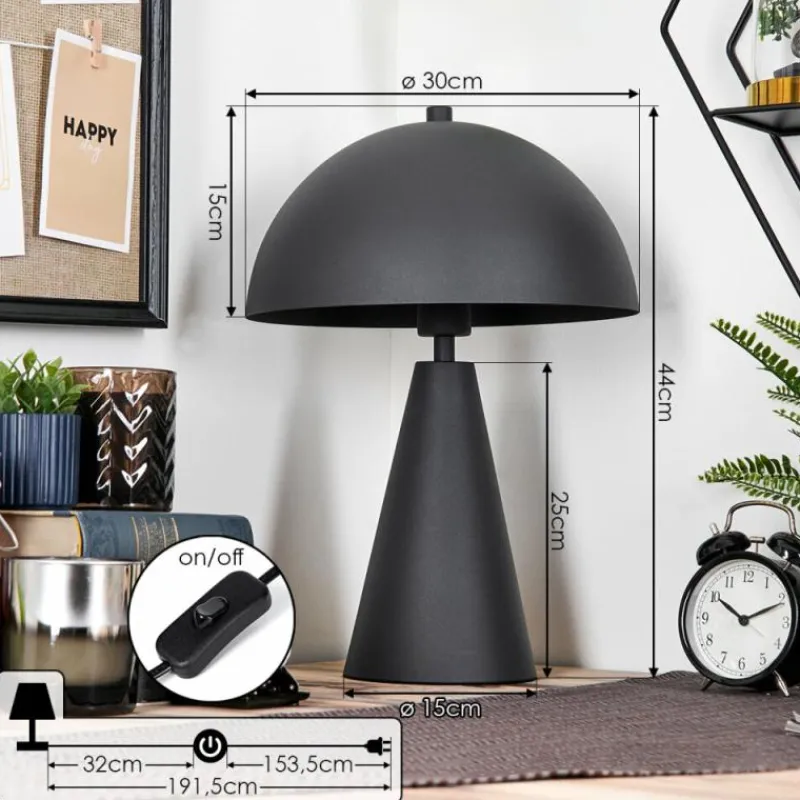 hofstein Style champignon Nor Lampe à poser Noir, 1 lumière