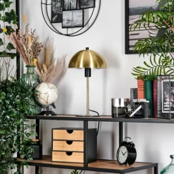 Luminaires Scandinaves-hofstein Style champignon Sandvig Lampe à poser Laiton, Noir, 1 lumière