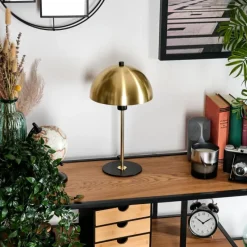 Luminaires Scandinaves-hofstein Style champignon Sandvig Lampe à poser Laiton, Noir, 1 lumière