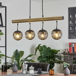 Luminaires Rustiques-hofstein Suspension Abodaneira Laiton, Noir, 4 lumières