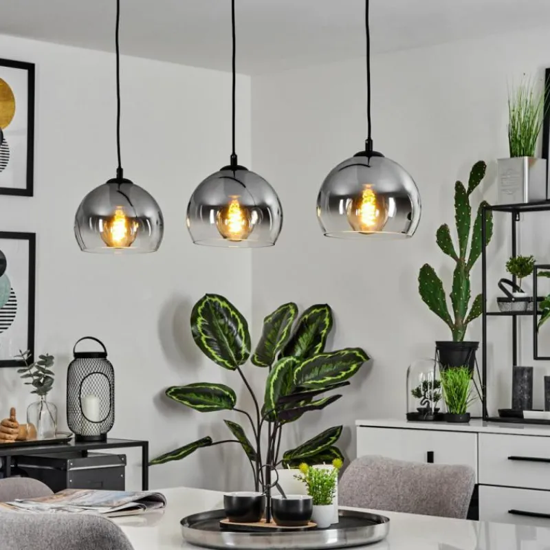 Suspension Verre Fumé-hofstein Suspension Acey Noir, 3 lumières