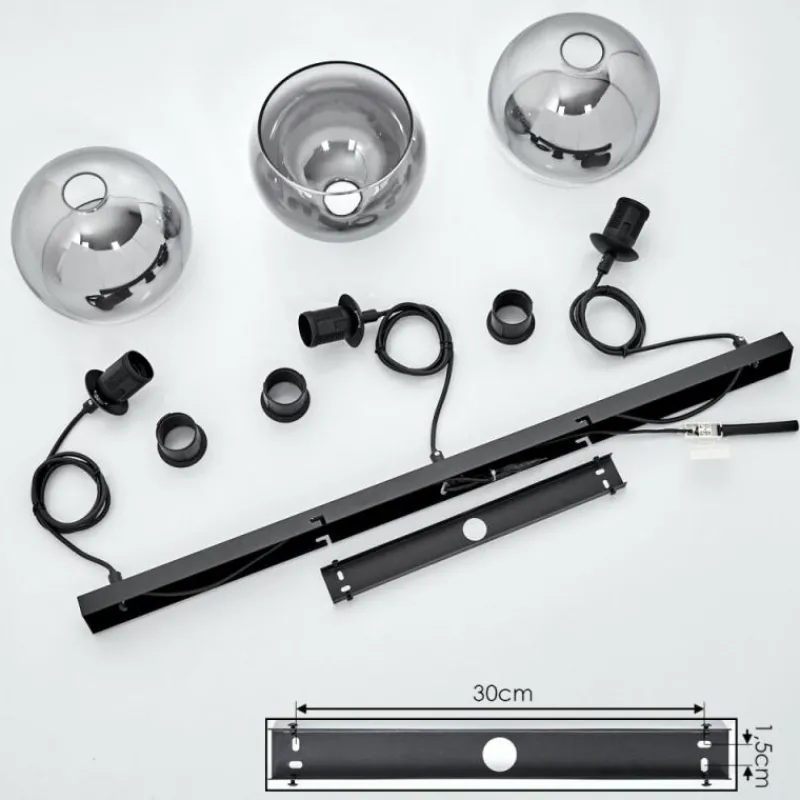 Suspension Verre Fumé-hofstein Suspension Acey Noir, 3 lumières