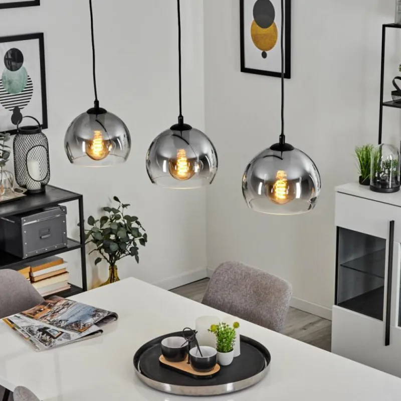 Suspension Verre Fumé-hofstein Suspension Acey Noir, 3 lumières