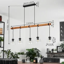 Luminaires Scandinaves-hofstein Suspension Afurada Écru, Noir, 5 lumières