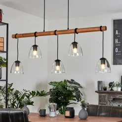 Luminaires Scandinaves-hofstein Suspension Afurada Écru, Noir, 5 lumières