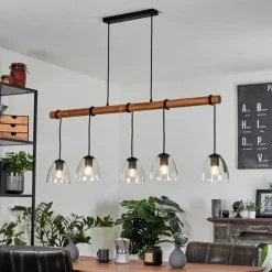 Luminaires Scandinaves-hofstein Suspension Afurada Écru, Noir, 5 lumières