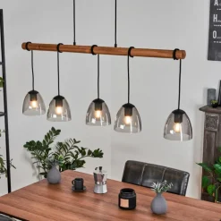 Luminaires Scandinaves-hofstein Suspension Afurada Écru, Noir, 5 lumières