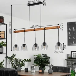 Luminaires Scandinaves-hofstein Suspension Afurada Écru, Noir, 5 lumières