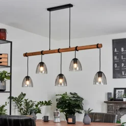 Luminaires Scandinaves-hofstein Suspension Afurada Écru, Noir, 5 lumières