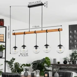 Luminaires Scandinaves-hofstein Suspension Afurada Écru, Noir, 5 lumières