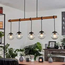 Luminaires Scandinaves-hofstein Suspension Afurada Écru, Noir, 5 lumières