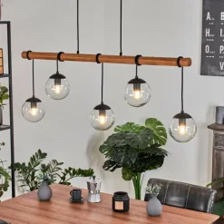 Luminaires Scandinaves-hofstein Suspension Afurada Écru, Noir, 5 lumières