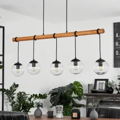 Luminaires Scandinaves-hofstein Suspension Afurada Écru, Noir, 5 lumières