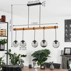 Suspension Verre Fumé-hofstein Suspension Afurada Écru, Noir, 5 lumières