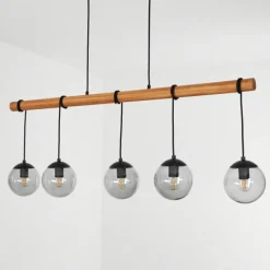 Suspension Verre Fumé-hofstein Suspension Afurada Écru, Noir, 5 lumières