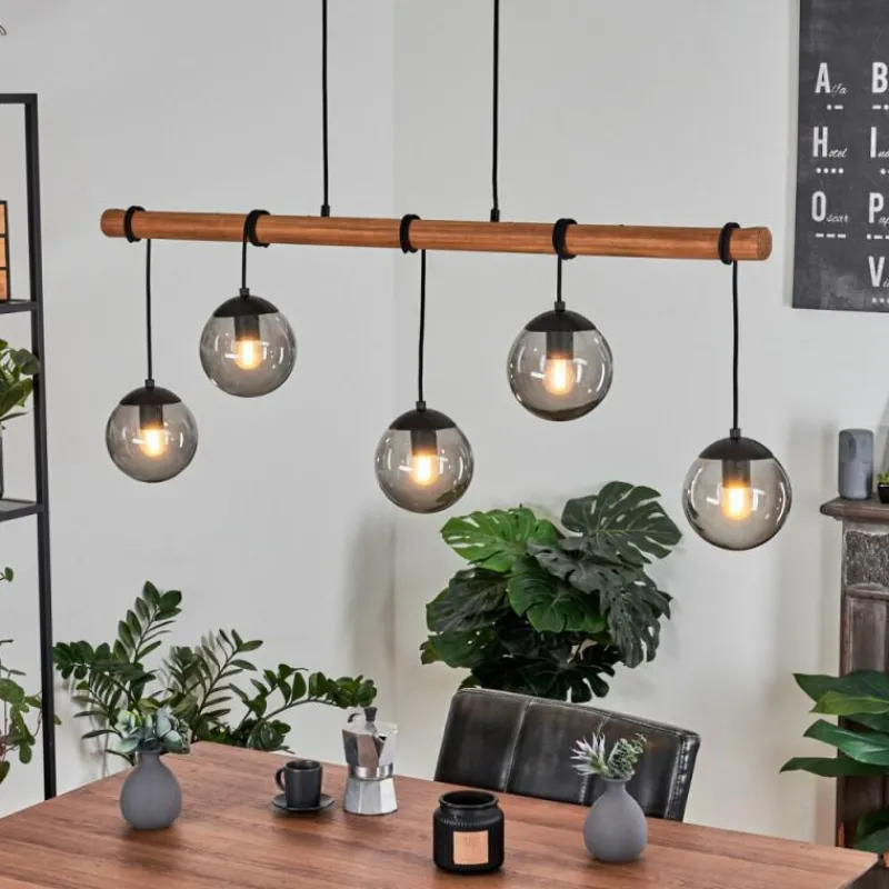 Suspension Verre Fumé-hofstein Suspension Afurada Écru, Noir, 5 lumières