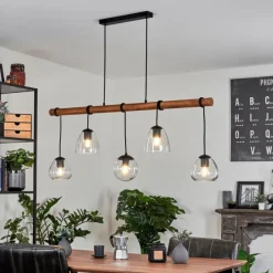 Luminaires Scandinaves-hofstein Suspension Afurada Écru, Noir, 5 lumières