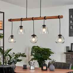 Luminaires Scandinaves-hofstein Suspension Afurada Écru, Noir, 5 lumières