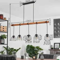 Luminaires Scandinaves-hofstein Suspension Afurada Écru, Noir, 5 lumières