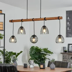 Luminaires Scandinaves-hofstein Suspension Afurada Écru, Noir, 5 lumières