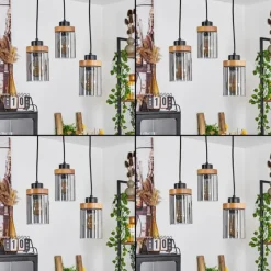 Suspension Verre Fumé-hofstein Suspension Amignon Noir, 3 lumières