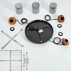 Suspension Verre Fumé-hofstein Suspension Amignon Noir, 3 lumières