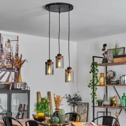 Suspension Verre Fumé-hofstein Suspension Amignon Noir, 3 lumières
