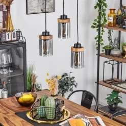 Suspension Verre Fumé-hofstein Suspension Amignon Noir, 3 lumières