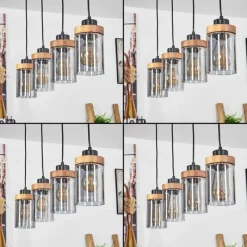 Suspension Verre Fumé-hofstein Suspension Amignon Noir, 4 lumières