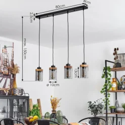 Suspension Verre Fumé-hofstein Suspension Amignon Noir, 4 lumières