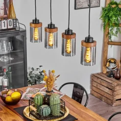 Suspension Verre Fumé-hofstein Suspension Amignon Noir, 4 lumières