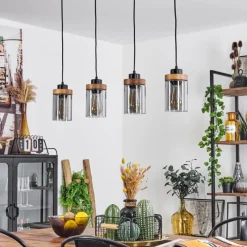 Suspension Verre Fumé-hofstein Suspension Amignon Noir, 4 lumières