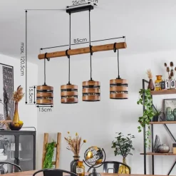 Style Boho-Chic-hofstein Suspension Anthe Écru, Noir, 4 lumières