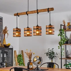 Style Boho-Chic-hofstein Suspension Anthe Écru, Noir, 4 lumières