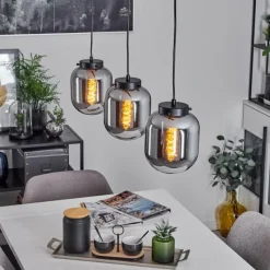 Suspension Verre Fumé-hofstein Suspension Arieux Noir, 3 lumières