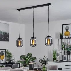 Suspension Verre Fumé-hofstein Suspension Arieux Noir, 3 lumières