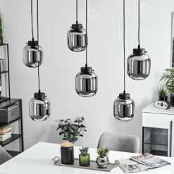 Suspension Verre Fumé-hofstein Suspension Arieux Noir, 6 lumières