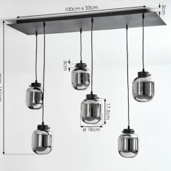 Suspension Verre Fumé-hofstein Suspension Arieux Noir, 6 lumières