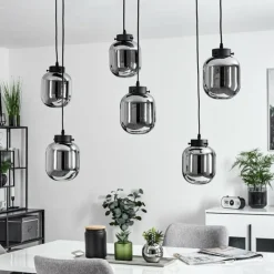 Suspension Verre Fumé-hofstein Suspension Arieux Noir, 6 lumières